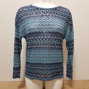Alya top Small lightweight knit geometric diamond print boho stretch Francesca's